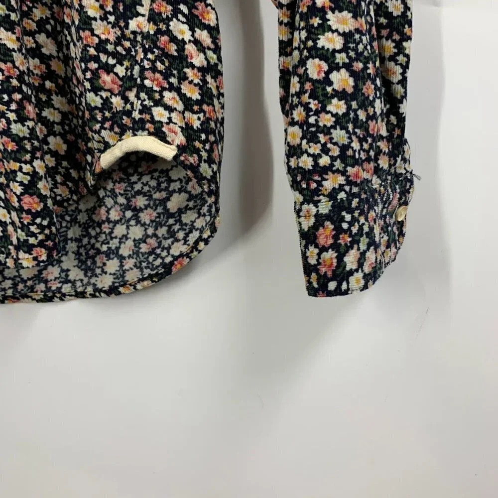 Birds of Paradise Trovata Women's Ditsy‎ Floral Pattern Corduroy Shirt Size XS - Picture 5 of 14